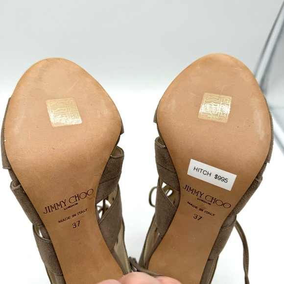Jimmy Choo Hitch Sandal Booties In light Mocha NEW - Picture 10 of 12